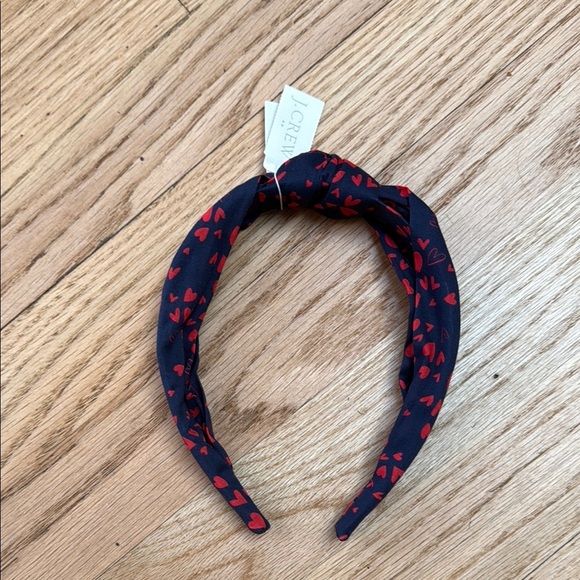 NWT J.Crew Dark Blue Headband with Red Heart Design - Picture 1 of 2